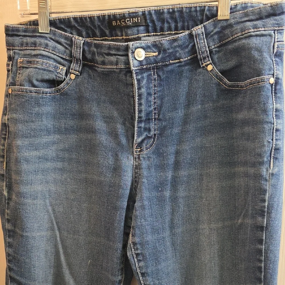 Baccini Blue Ankle Jeans with Eyelet Detail Size 12